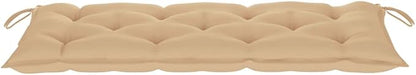 Folding Garden Bench with Beige Cushion, Natural Bamboo Outdoor Seating for Patio Backyard, Sturdy Water-Resistant Foldable Furniture for Relaxation