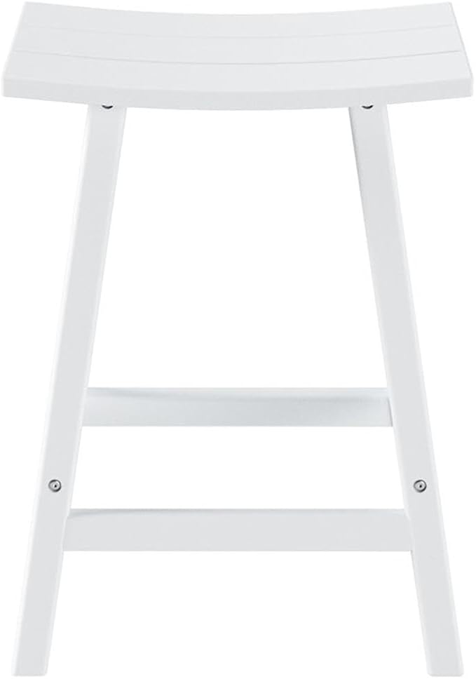 Costaelm 24" Height Outdoor Bar Stools, All-Weather Bar Stools, Adirondack Poly Patio Bar Stool for Patio, Deck, Kitchen Counter and Garden, White