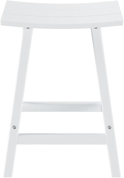 Costaelm 24" Height Outdoor Bar Stools, All-Weather Bar Stools, Adirondack Poly Patio Bar Stool for Patio, Deck, Kitchen Counter and Garden, White