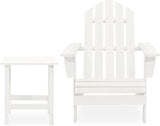 Adirondack Chair with Table Solid Fir Wood White Patio Furniture Set for Garden Balcony Porch Outdoor Relaxation - Photo 2