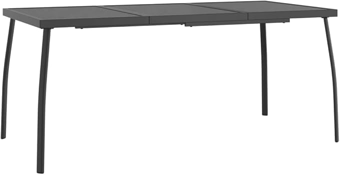 Patio Table Anthracite 65"x31.5"x28.3" Steel Mesh Outdoor Furniture Table - Photo 3