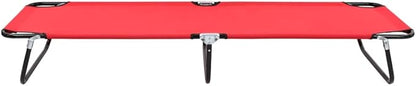 Folding Red Sun Lounger 74.8x22.8x11 in Powder-Coated Steel Frame Lightweight Outdoor Chaise Lounge for Patio Garden Beach Camping