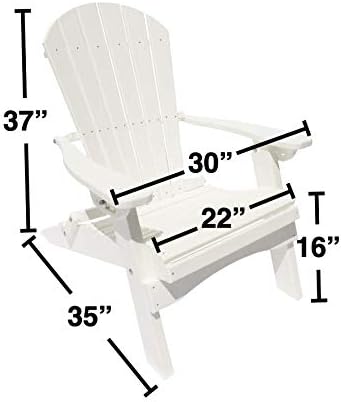 Gazebo Joe's Heavy Duty Reclining Lounge Poly Resin Folding Adirondack Chair, Weather Resistant for Patio, Yard, Deck, Garden Furniture - White