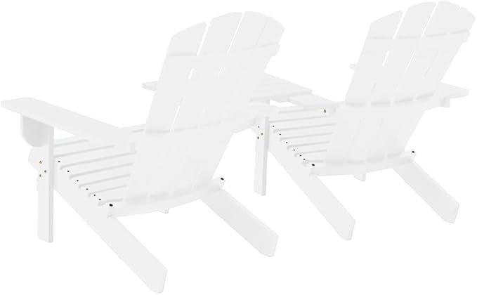 White Solid Fir Wood Ergonomic Garden Chair, Comfortable Outdoor Patio Furniture for Relaxing - Photo 5