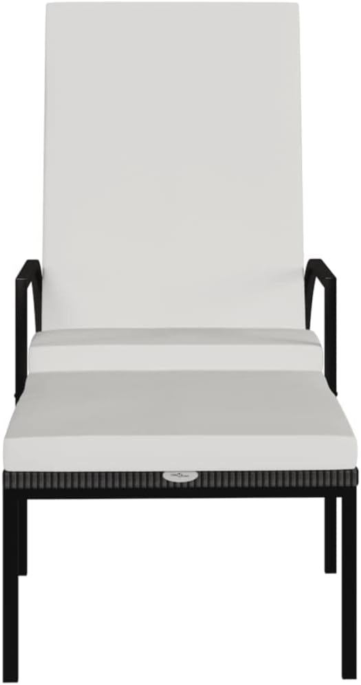 Sun Lounger Brown with Cream White Cushion Outdoor Recliner Poolside Lounger Relaxing Chair for Outdoor Garden