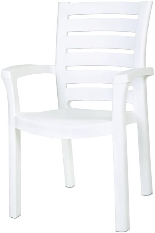 Compamia Marina Resin Patio Dining Arm Chair in White (Set of 2)