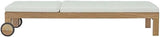 Pemberly Row Solid Teak Wood Outdoor Patio Chaise Lounge, Natural/White Finish, Adjustable Height - Photo 3
