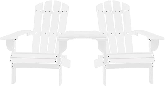 Patio Adirondack Chairs with Tea Table Solid Wood Fir White Garden Chair Outdoor Chairs Deck Chairs Balcony Chair for Gardens, terraces