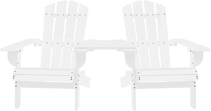 Patio Adirondack Chairs with Tea Table Solid Wood Fir White, Suitable for patios, Gardens, Balconies