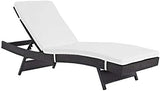 Modway Convene Wicker Rattan Outdoor Patio Chaise Lounge Chairs in Espresso White - Set of 4 - Photo 3
