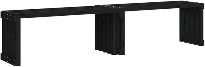Patio Bench Extendable Black 83.7"x15.9"x17.7" Solid Wood Pine,Extendable Solid Pine Wood Garden Bench for Outdoor Patio Terrace Lawn Patio Furniture & Accessories