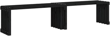 Patio Bench Extendable Black 83.7"x15.9"x17.7" Solid Wood Pine,Extendable Solid Pine Wood Garden Bench for Outdoor Patio Terrace Lawn Patio Furniture & Accessories