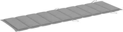 Foldable Sun Lounger Set of 2, Solid Acacia Wood Outdoor Chaise Lounge with Grey Cushions, Weatherproof Patio Furniture for Poolside, Garden, Terrace, Balcony Relaxation