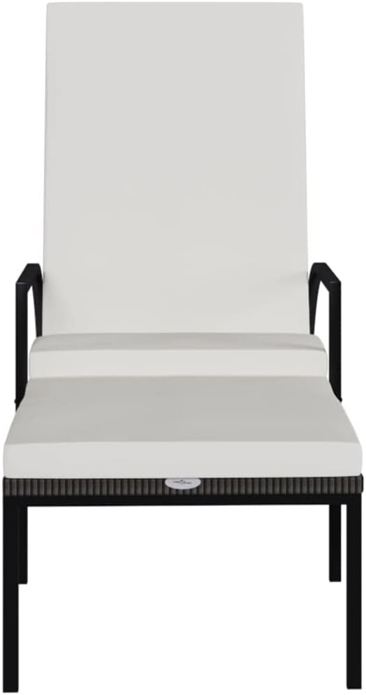 Sun Lounger Brown PE Rattan, Galvanized Steel Frame, Adjustable Footrest, Outdoor Chaise Lounge Chair for Patio, Garden, Beach Lounge Chairs