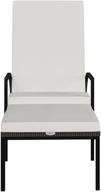Sun Lounger Brown PE Rattan, Galvanized Steel Frame, Adjustable Footrest, Outdoor Chaise Lounge Chair for Patio, Garden, Beach Lounge Chairs