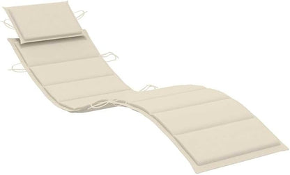 Cushioned Sun Lounger, Solid Acacia Wood, Adult Foldable Outdoor Chaise Lounge Chair, Cream Finish, 21.7 x 72.4 x 25.2 in for Patio Garden Lounge Chairs