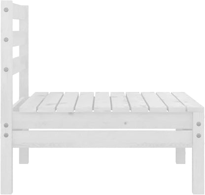 4-Piece Patio Lounge Set Solid Pinewood White Outdoor Furniture Set for Garden Balcony Porch with Modular Sofa and Ottoman