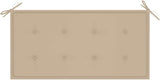 Beige Solid Teak Wood Garden Bench 44.1 Inch Wide Outdoor Patio Furniture with Cushion Durable for Relaxation in Garden - Photo 7