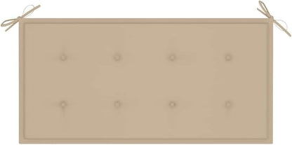 Patio Bench with Beige Cushion 44.1" Solid Teak Wood Patio Furniture, Patio Benches