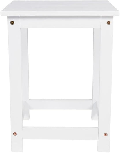 Pemberly Row Modern Acacia Wood Outdoor Patio Side Table, White Finish, Durable Weather-Resistant Construction, Slatted Design, Indoor/Outdoor Use for Patio, Garden, Living Room or Bedroom