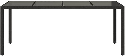 vidaXL Patio Table - Outdoor Garden Furniture - Black Poly Rattan - Rectangular Glass top - Patio/Deck/Garden use - Weather Resistant - 74.8"x35.4"x29.5"