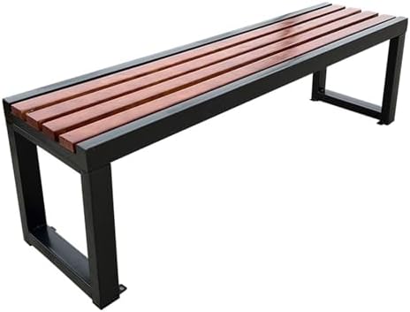 Benches Garden Bench Outdoor Patio Seating Backless Park Chair Lawn Path Slatted Seats,Metal Outdoor Garden Bench for 2 3 Persons Patio Loveseat with Backrest Solid Wood Slatted Seat & Galva