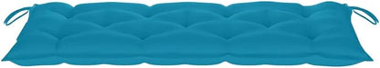 Light Blue Cushion Bamboo Folding Garden Bench with Polyester Seat, 46.5 Inch Weather-Resistant Outdoor Furniture for Patio and Balcony, Space-Saving Foldable Design