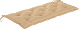 Folding Garden Bench with Beige Cushion, Natural Bamboo Outdoor Seating for Patio Backyard or Garden - Photo 5