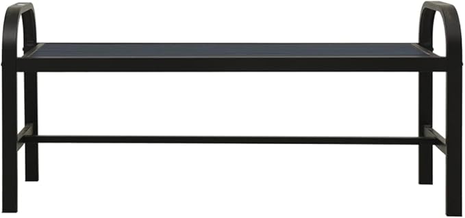 Garden Bench Black Steel WPC Durable Sturdy Seating Vintage Style for Patio Backyard