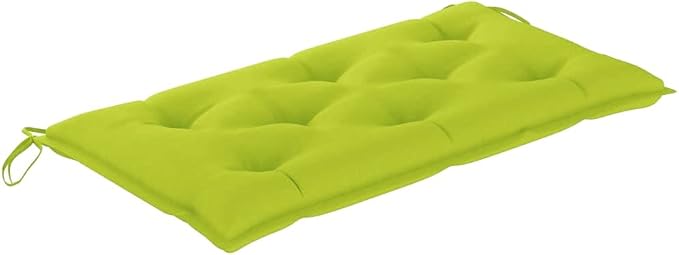 Solid Teak Wood Garden Bench with Bright Green Cushion Classic Outdoor Seating for Patio Balcony or Terrace 17.4 Inch Natural Wood Rectangular Bench