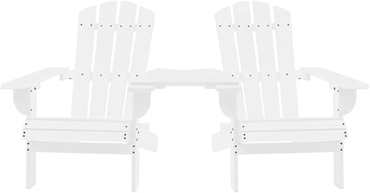 Bistro Chairs Patio Chairs Garden Outdoor Furniture Patio Adirondack Chairs with Tea Table Solid Wood Fir Whitefor lawns, Balconies, Gardens