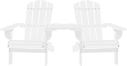 White Solid Fir Wood Ergonomic Garden Chair for Outdoor Relaxation on Patio or Balcony, Durable and Comfortable Adirondack Design with Slanted Back Support, 1 Piece