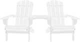 Patio Adirondack Chairs with Tea Table Solid Wood Fir White Outdoor Chairs Furniture Outdoor Patio Furniture Set - Photo 3