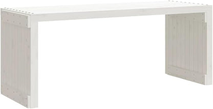 Patio Bench Extendable White 83.7"x15.9"x17.7" Solid Wood Pine Porch Bench Outdoor Bench Deck Bench Garden Bench for patios, Gardens, Decks