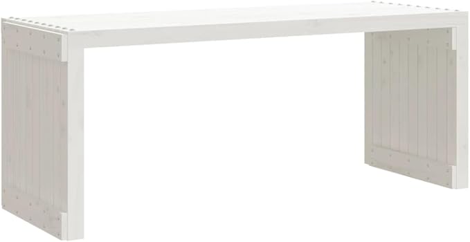 White Solid Pine Wood Extendable Garden Bench, Large Outdoor Seating Furniture for Patio and Balcony, Adjustable Length from 44.5 to 83.7 Inches, Durable Construction