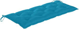 Light Blue Cushion Bamboo Folding Garden Bench with Polyester Seat - Photo 6