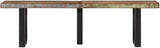 Industrial Style Solid Wood Bench with Reclaimed Wood and Steel Frame, Black Metal and Brown Finish - Photo 4