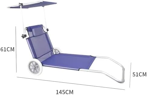 Beach Chair with Canopy Shade, Foldable, Easy to Move, Good Load Bearing, Fabric, Sun Chairs Loungers, for Patio, Beach - Photo 3