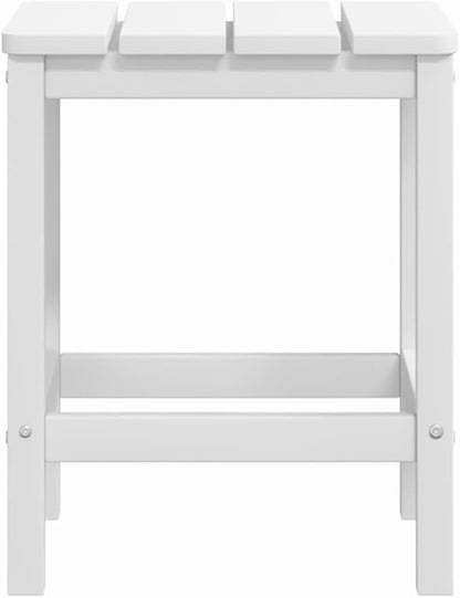 Outdoor Adirondack Side Table, 15x15x18 Inch Square HDPE End Table, Weather-Resistant Minimalist Patio Furniture for Garden, Backyard, and Balcony, White