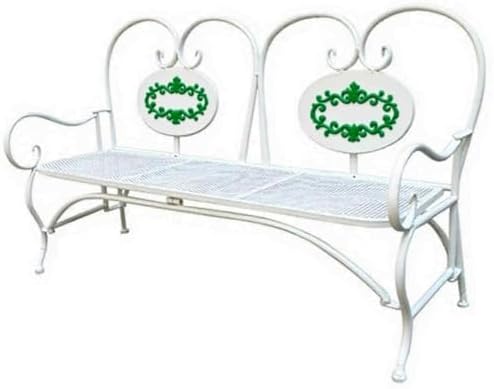 35in Folding Outdoor Garden Bench, Small Metal Park Bench with Backrest & Armrests, 1022lb Capacity, Stylish White Garden Décor for Yard & Patio Furniture