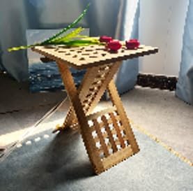 Foldable Wooden Side Table with Lattice Design – Compact Square Accent Table for Indoors & Outdoors – Solid Elm Wood - Photo 2