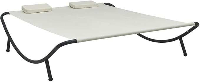 Double Chaise Lounge Outdoor with Adjustable Canopy and Pillow Extra Large Patio Hammock Bed Wheeled for Outside - Photo 1