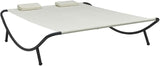 Double Chaise Lounge Outdoor with Adjustable Canopy and Pillow Extra Large Patio Hammock Bed Wheeled for Outside - Photo 1