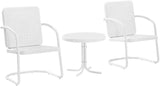Pemberly Row 3 Piece Metal Outdoor Chair Set, Steel Construction, White Gloss Finish - Photo 1
