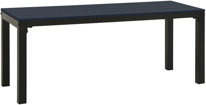Black Steel Garden Bench Rectangular Vintage Outdoor Furniture for Patio Garden Balcony 43.3 Inch Seating for Three Adults Durable Metal Frame