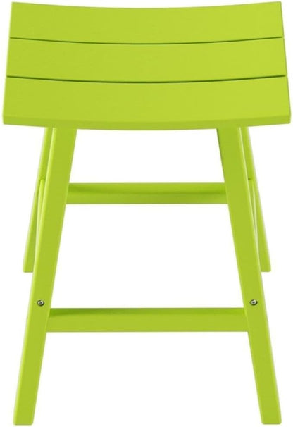 Costaelm All-Weather Bar Stools Set of 2, 29" Height Outdoor Bar Stools, Adirondack Poly Patio Bar Stool for Patio, Deck, Kitchen Counter and Garden, Lime