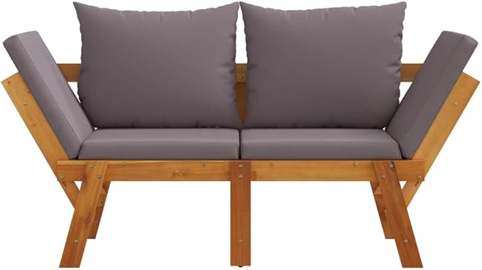 Garden Bench Dark Grey, Wood Solid Acacia Wood, Polyester Medium Yard Bench Park for Outdoor Courtyard