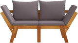 Convertible Garden Bench to Daybed, Solid Acacia Wood Outdoor Furniture with Weather-Resistant Cushions - Photo 3