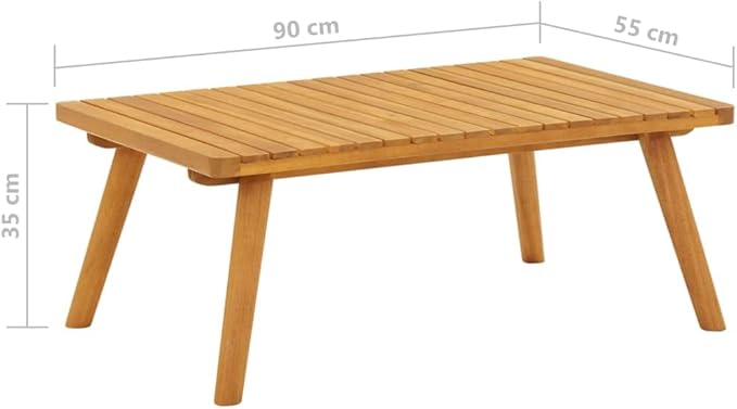 Solid Acacia Wood Garden Coffee Table Golden Brown 21.7x35.4 Inch Rectangular Slatted Top Durable Indoor Outdoor Furniture for Patio Balcony