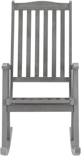 Outdoor Rocking Chair with Anthracite Cushions, Solid Acacia Wood Vintage Rocker with High Backrest for Patio, Porch - Photo 4